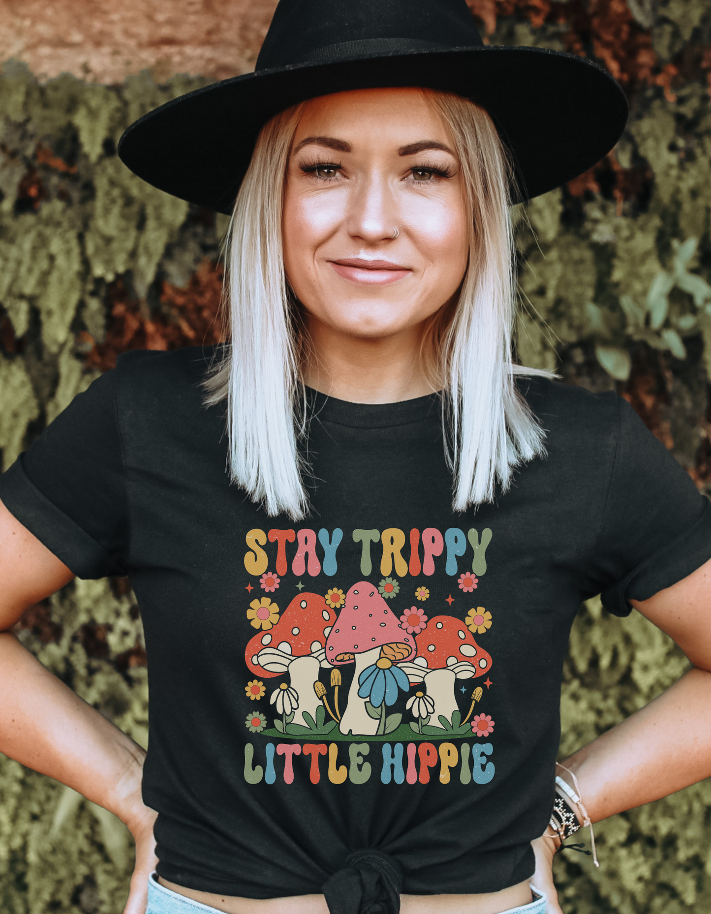 Stay Trippy Little Hippie Tee - Black