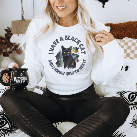 I have a black cat sweatshirt - white