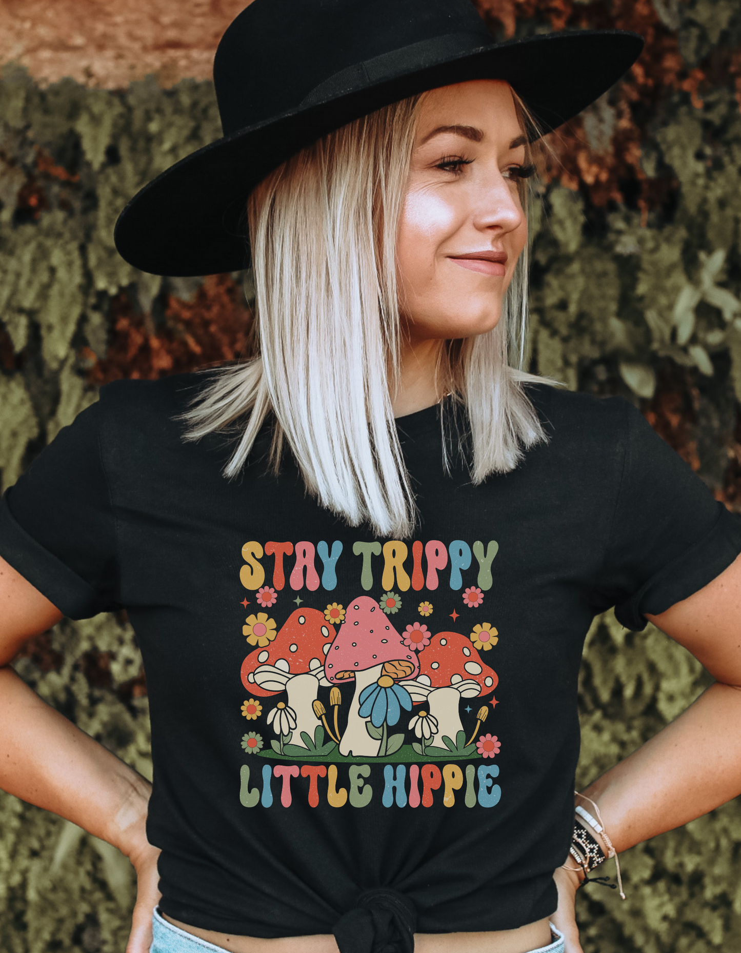 Stay Trippy Little Hippie Tee - Black