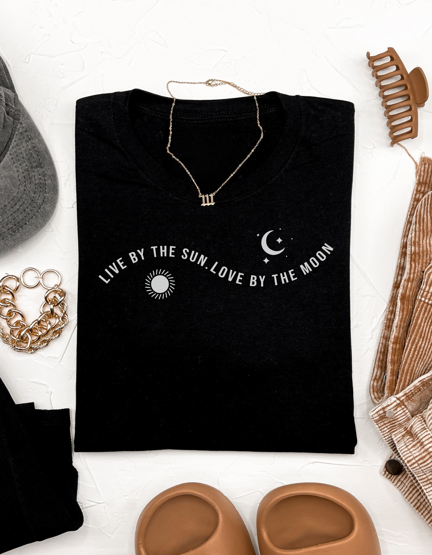 Live by the sun love by the moon Tee - Black