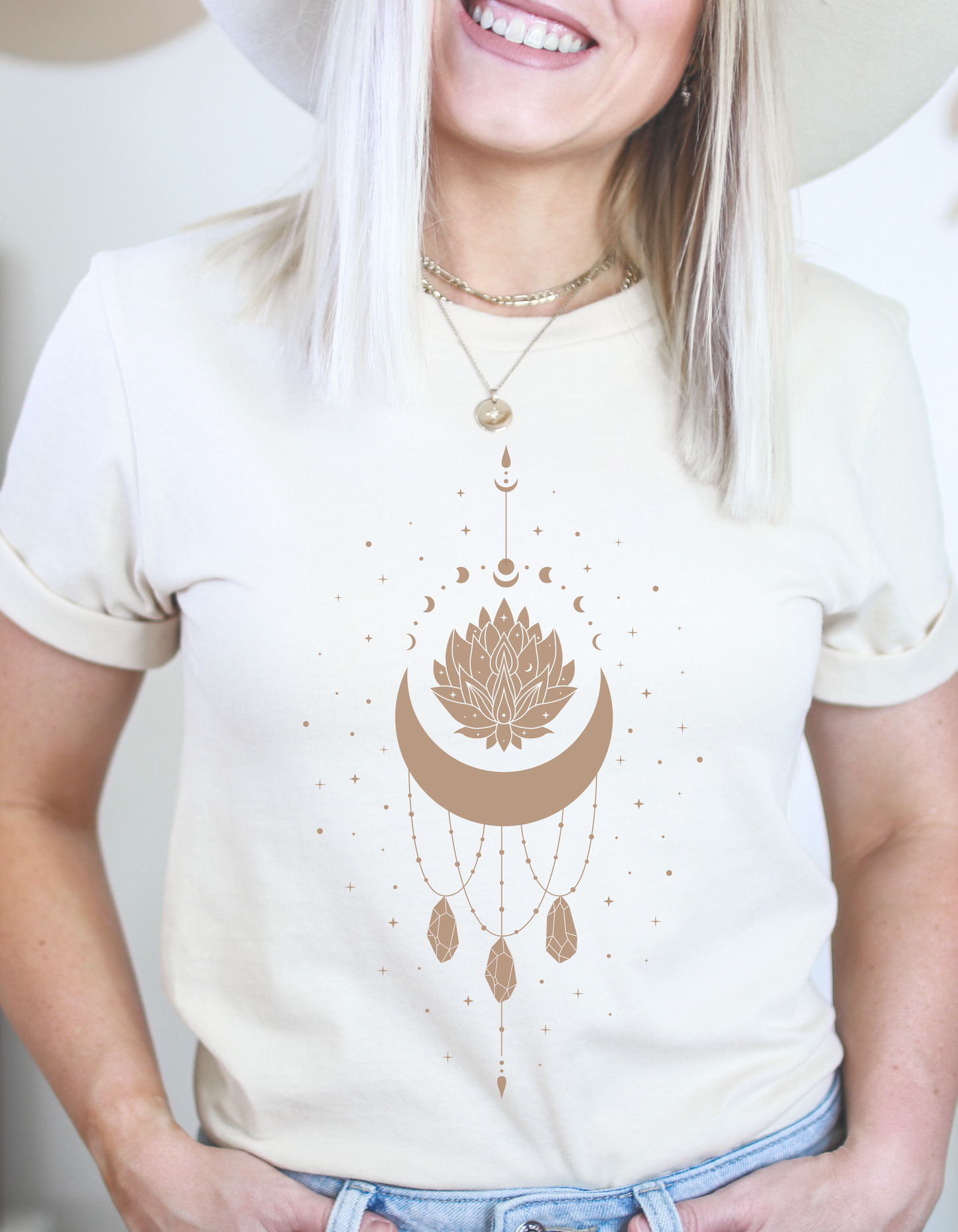 Moon & Lotus Tee - Soft Cream