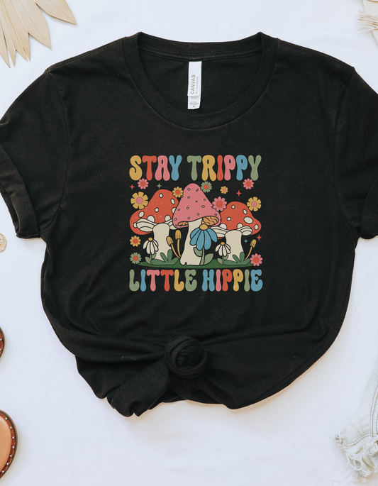 Stay Trippy Little Hippie Tee - Black