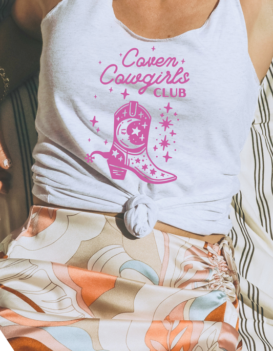 Coven Cowgirls Club Tank - Heather White