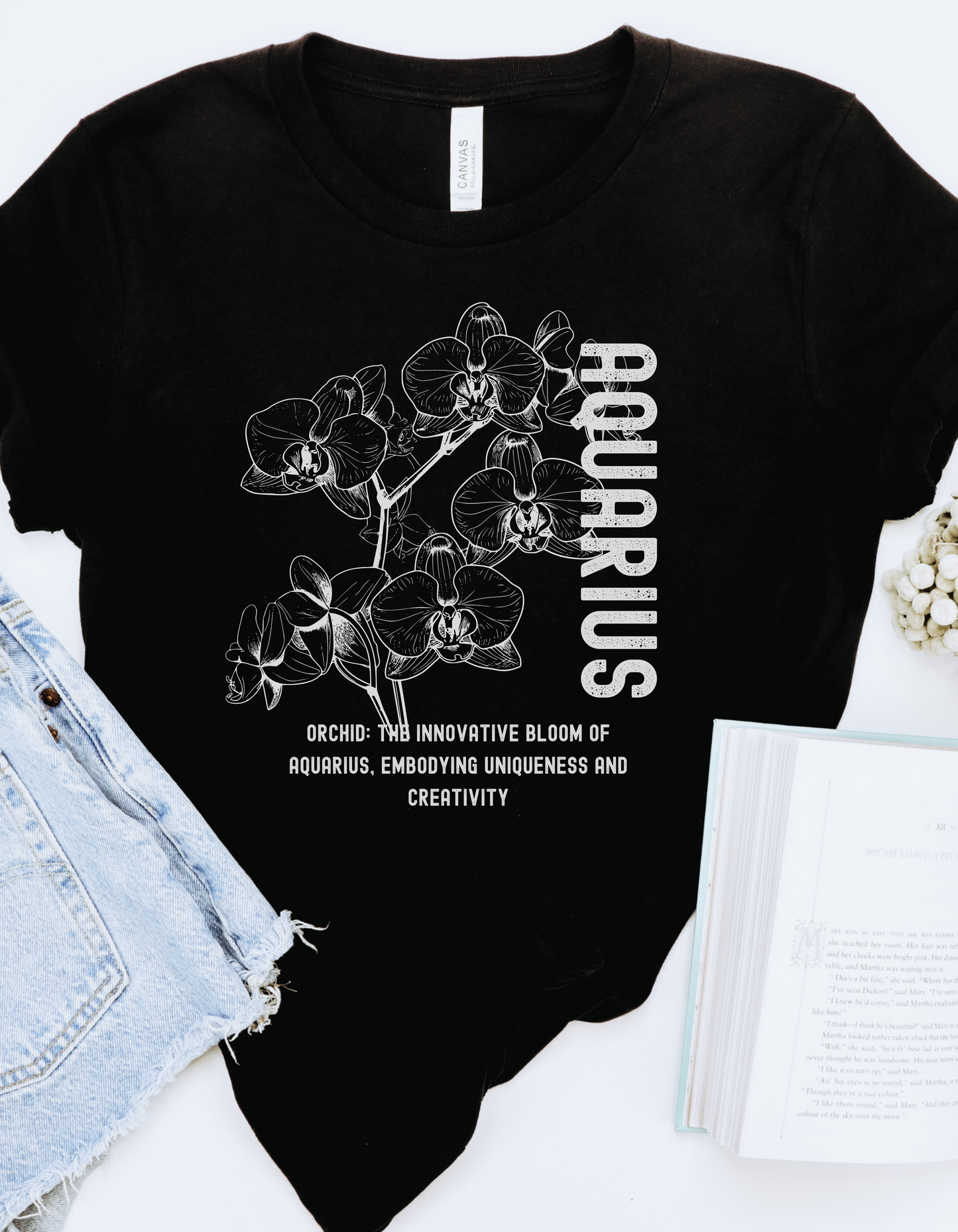 Aquarius Flower Tee- Black