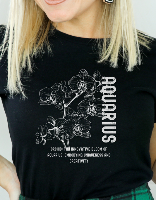 Aquarius Flower Tee- Black