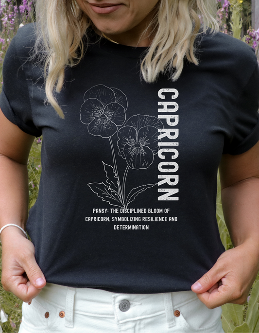 Capricorn Flower Tee - Black