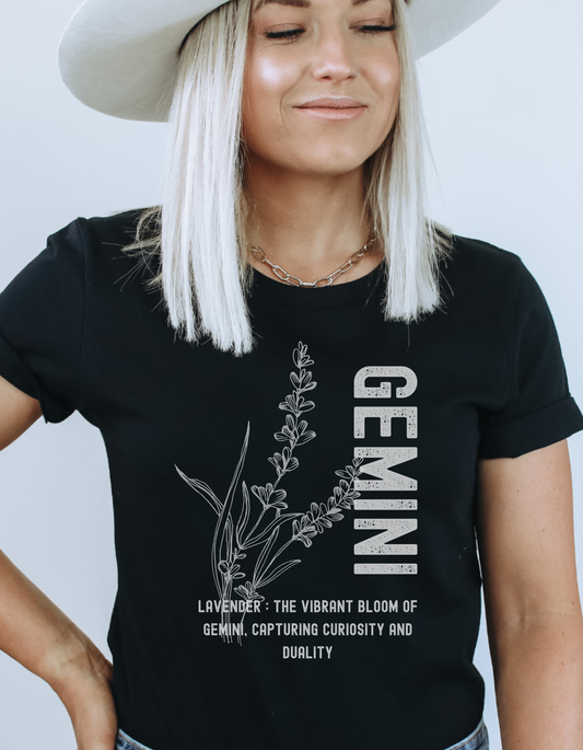 Gemini Flower Tee - Black