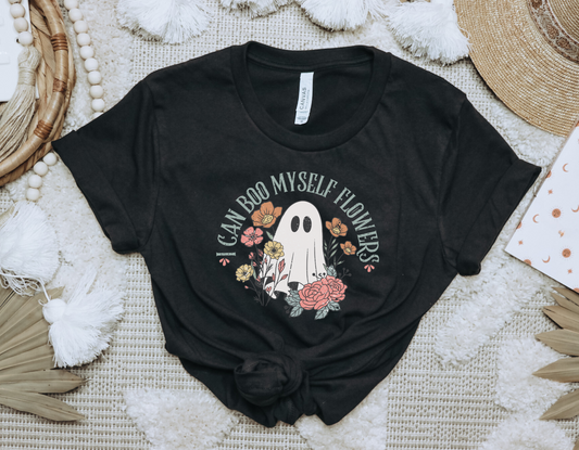 I can boo myself flowers Tee - Black