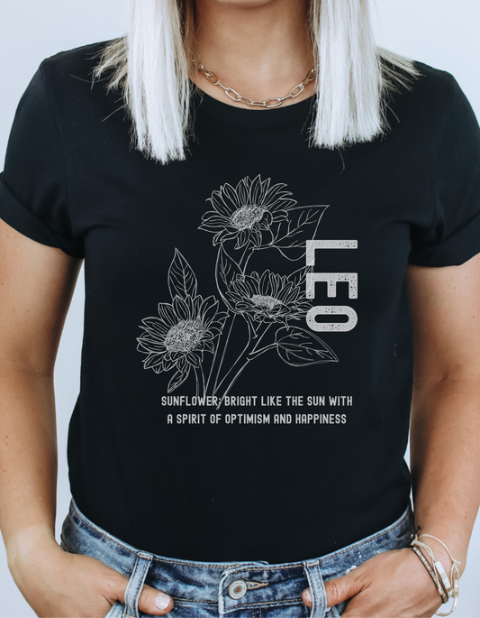 Leo Flower Tee -Black