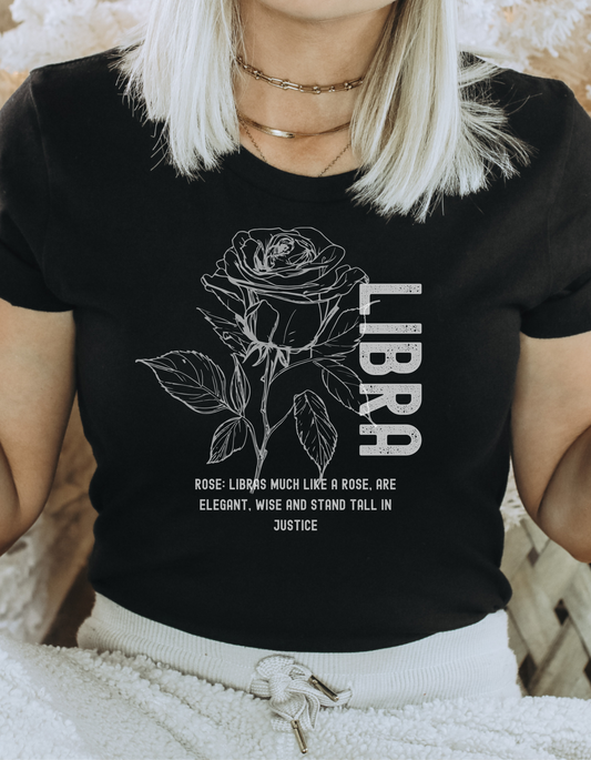 Libra Flower Tee - Black