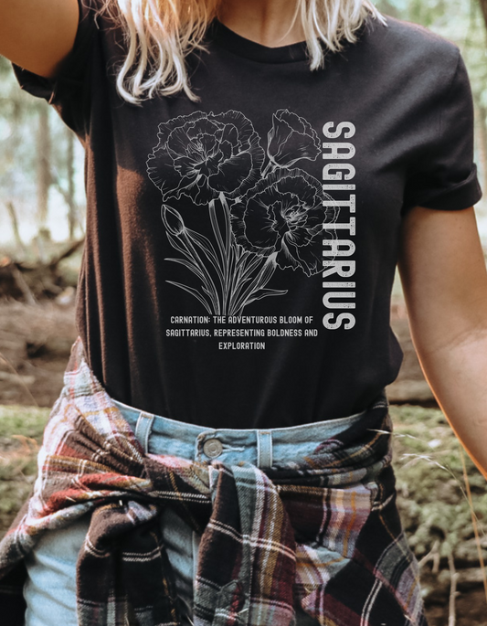 Sagittarius Flower Tee - Black