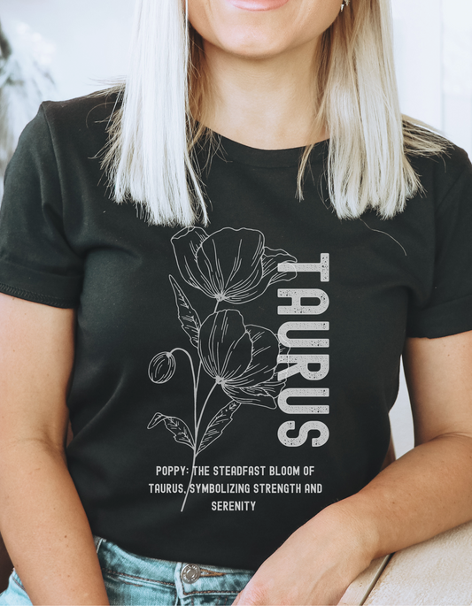 Taurus Flower Tee - Black